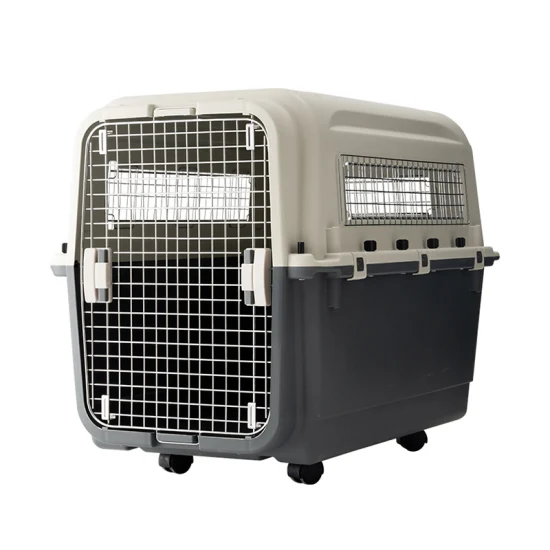Caixa de transporte de plástico para animais de estimação, casinha de cachorro para transporte de canil para cães